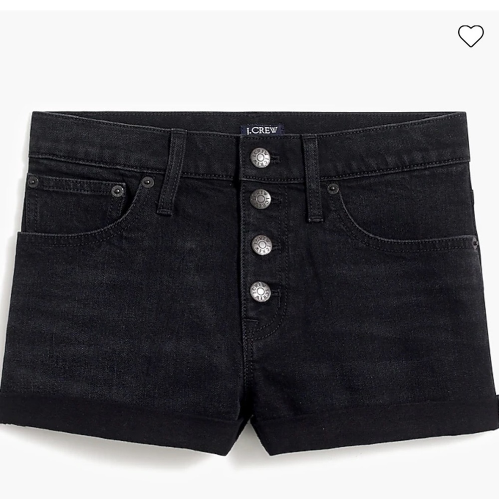 Button-front denim short in washed black